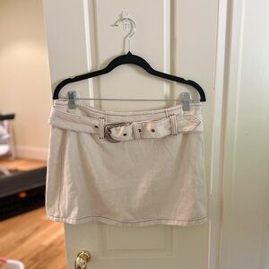 Cream Belted Skirt